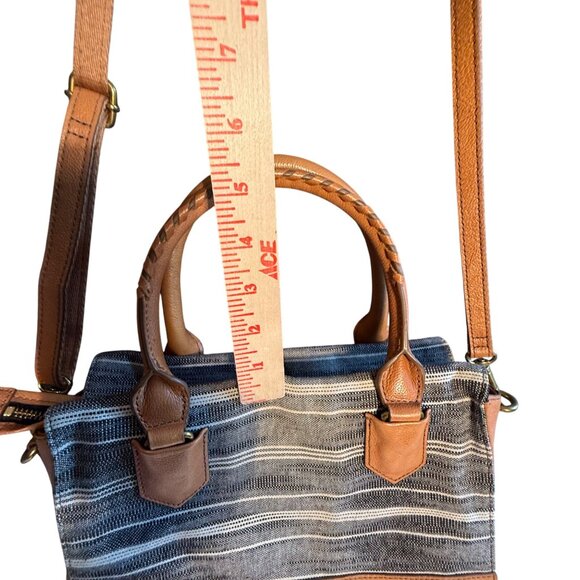 Fossil Striped Canvas & Leather Crossbody/Handbag With Adjustable Strap - Picture 10 of 16